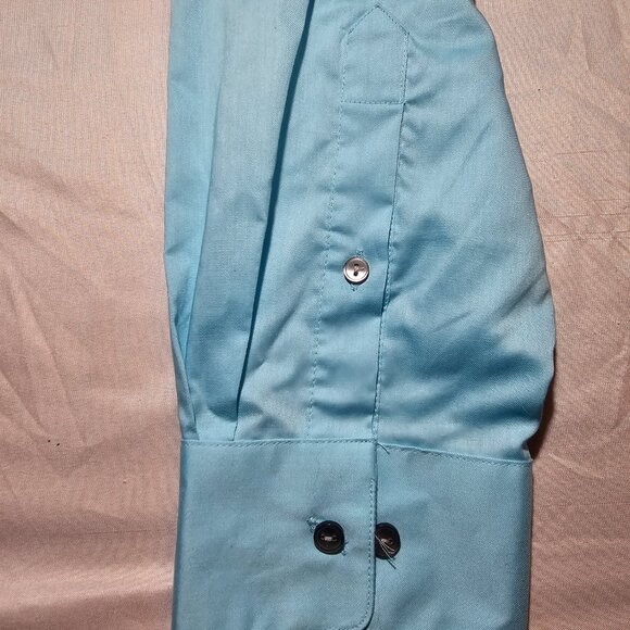 Van Heusen Studio, Slim Fit, NWT, Blue, 18-18 1/2 34/35. Long Sleeve Button Up - Picture 5 of 9